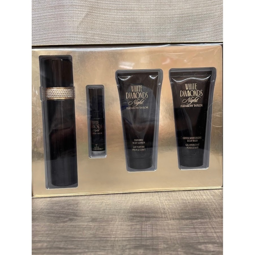 Elizabeth Taylor White Diamonds Night 4pc Fragrance Gift Set EDT Lotion Wash NEW